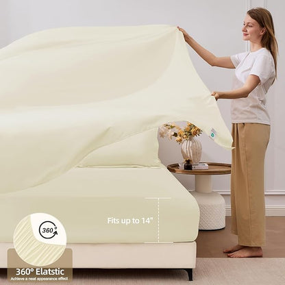 FUANNA 7 Pieces Queen Comforter Set, All Season Bed in a Bag Queen Size, Luxury Soft Bedding Sets with Comforter, Flat Sheet, Fitted Sheet, Pillowcases & Pillow Shams, Cream White