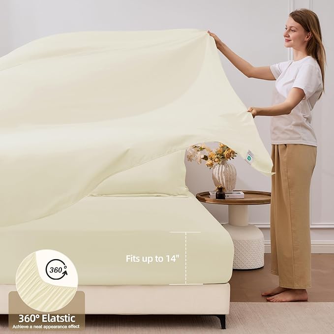 FUANNA 7 Pieces Full Size Comforter Sets, All Season Bedding Sets Full Size, Luxury Soft Bed in a Bag with Comforter, Flat Sheet, Fitted Sheet, Pillowcases & Pillow Shams, Cream White