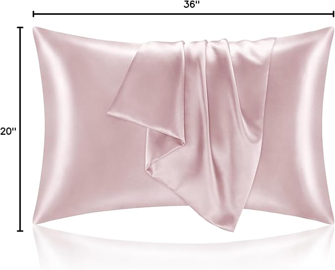BEDELITE Satin Pillowcase for Hair and Skin, Super Soft and Cooling Similar to Silk Pillow Cases 2 Pack with Envelope Closure, Gift for Women Men(20"x36" King Size, Lotus Pink)
