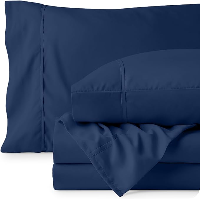 Bare Home Full Sheet Set - 1800 Ultra-Soft Microfiber Full Bed Sheets - Double Brushed - Deep Pockets - Easy Fit - 4 Piece Set - Bedding Sheets & Pillowcases (Full, Dark Blue)