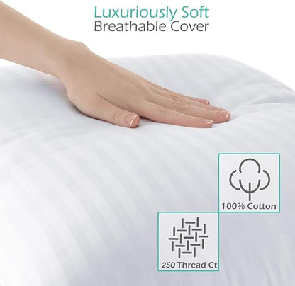 Nestl Cooling Memory Foam Pillow with Down Alternative Pillows Combo Set - Queen Size Set of 2, 1 Soft and 1 Firm, Adjustable for Side, Back, Stomach Sleepers, Breathable Washable Bed Cover, 20”x30”