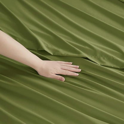 Clara Clark Twin XL Sheets, 5 Piece Set - Hotel Luxury Bed Sheets, Super Soft Bedding Set, Twin XL Size, Calla Green
