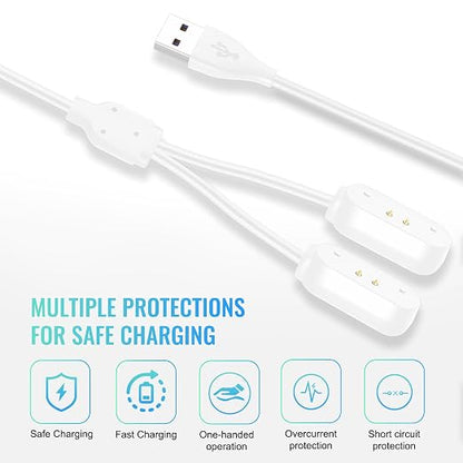 2-in-1 Magnetic Fast Charging Cable | Compatible with Tractive GPS Tracker for Dogs | Durable USB Charger Cord for Pet Smart GPS Devices (White)