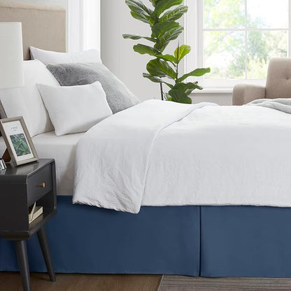 Nestl Navy Blue Twin XL Bed Skirt - Twin XL Size Bed Skirt 14 Inch Drop - Brushed Microfiber Bed Skirts - Hotel Quality Pleated Bed Skirt - Shrinkage & Fade Resistant