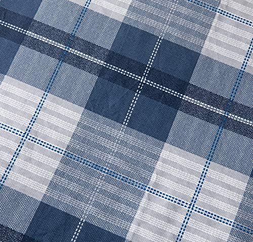 SLEEPBELLA Comforter Queen Size, 600 Thread Count Cotton Navy Blue & Grey Buffalo Pattern Blue Plaid Comforter Sets,Down Alternative Bedding Set 3Pcs (Queen, Navy Plaid)