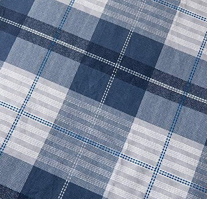 SLEEPBELLA Comforter Queen Size, 600 Thread Count Cotton Navy Blue & Grey Buffalo Pattern Blue Plaid Comforter Sets,Down Alternative Bedding Set 3Pcs (Queen, Navy Plaid)