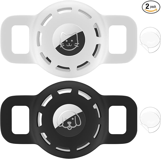 for Air tag Cat Collar Holder for Apple Air Tag, 2 Pack of Pet Collar Holder for Cat and Small Dog Collar Within 1/2 inch and 2 Pack Protector for Air Tag