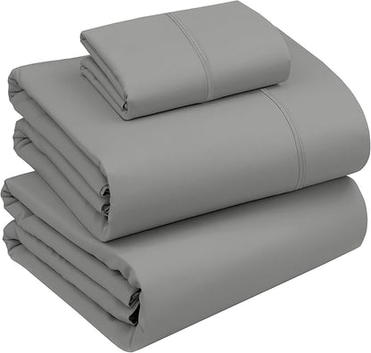 RUVANTI 100% Cotton Sheets – Twin XL Size Percale Bedding, Cooling & Breathable, Durable with a Crisp, Soft & Comfortable Feel, 16" Deep Pocket, 3-Piece Set, Mist Grey