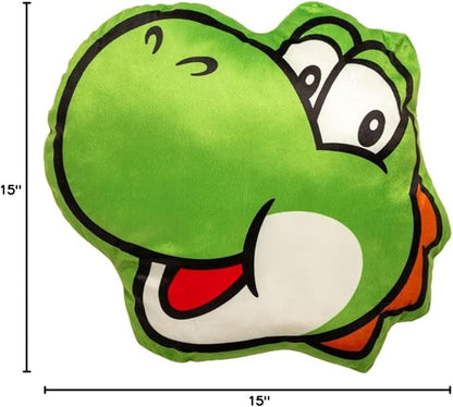 Nintendo Super Mario Yoshi Gaming Bedding Super Soft Plush Decorative Pillow, One Size, (Officially Licensed Product) By Franco