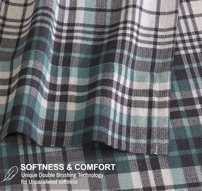 RUVANTI Flannel Sheets Set Full Size,Mint Grey
