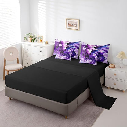 Erosebridal 3D Dragon 7 Piece Comforter Set Full Bed in a Bag,Fantasy Dragon Wings Vintage Gothic Bedding Sets Prehistoric Wildlife Sheet Set with Comforter