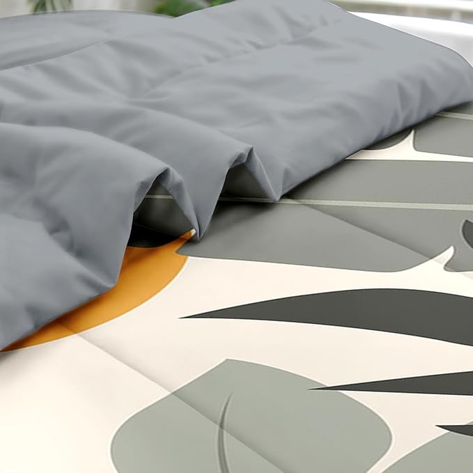 Comforter Set Full Size, Tropical Leaves Flower 7 Pcs Bedding for Kids and Adults, Vintage Floral Bed Sheet Sets with Fitted Sheet 2 Pillowcase & 2 Sham for Bedroom Bed Decor
