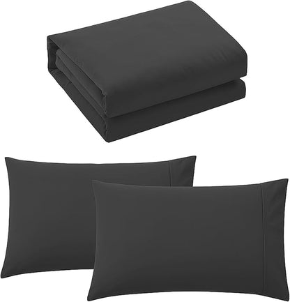 Pure Bedding Duvet Cover Queen Size - 3 Pieces Extra Soft Bedding Set, Includes 1 Duvet Cover 90x90 Inches with Zipper Closure & 2 Pillow Shams, Comforter Not Included, Dark Grey