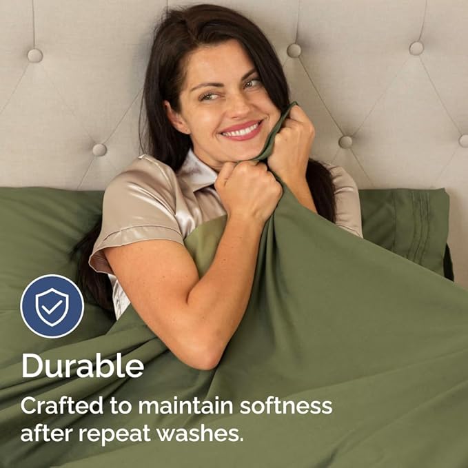 Bulk Case Pack of 16 Sheet Sets - (16) Complete Full Size Sheet Sets with Deep Pockets - Wholesale Bulk Bedding for Hotels, Spas & Airbnbs - Breathable, Cooling and Wrinkle Free - (Full, Sage Green)