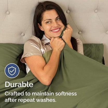 Bulk Case Pack of 12 Sheet Sets - (12) Complete Cal King Size Sheet Sets w/ Deep Pockets - Wholesale Bulk Bedding for Hotels, Spas & Airbnbs - Breathable, Soft & Wrinkle Free - (Cal King, Sage Green)