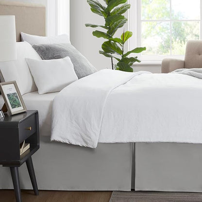 Nestl Silver Bed Skirt King Size - King Bed Skirt 14 Inch Drop - Brushed Microfiber Bed Skirts - Hotel Quality Pleated Bed Skirt - Shrinkage & Fade Resistant