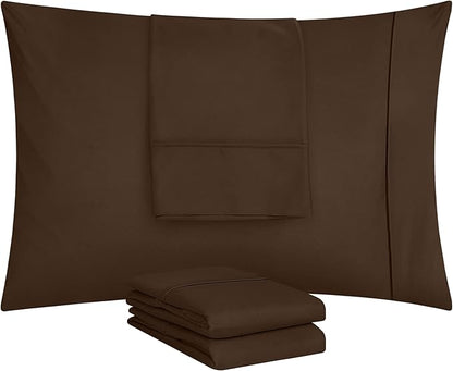 Utopia Bedding Standard Pillow Cases - 4 Pack - Envelope Closure - Soft Brushed Microfiber Fabric - Shrinkage and Fade Resistant Pillow Covers Standard Size 20 X 26 Inches (Standard, Brown)