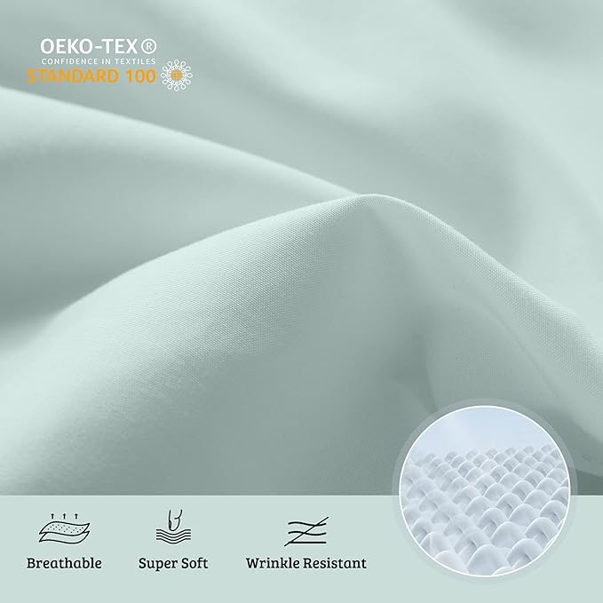 YIYEA Pillow Cases Queen Size Set of 4, Ultra Soft 1800TC Hotel Quality Double Brushed Microfiber Embroidered Pillowcases, Envelope Closure, Fade Resistant (20"x30", Aqua)