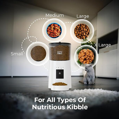 Smart HD Pet Feeder, 6L Dry Food Capacity, 1080p Camera, 2-Way Audio, Scheduled Meals, Backup Power, Easy to Clean, Anti-Jam Design for Cat & Dog, White
