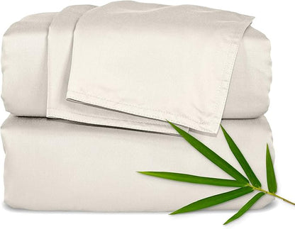 Pure Bamboo California King Sheets, Genuine 100% Organic Viscose Derived from Bamboo Bed Sheet Set, Soft & Cooling, Double Stitching, 2 Year Quality Promise (California King, Creme)