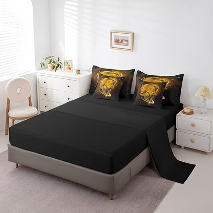Erosebridal Gothic Dragon Dream Catchers 7 Piece Comforter Set Full Bed in a Bag,Yellow Galaxy Bohemian Feather Bedding Sets Antique Animal Pterosaur Sheet Set with Comforter