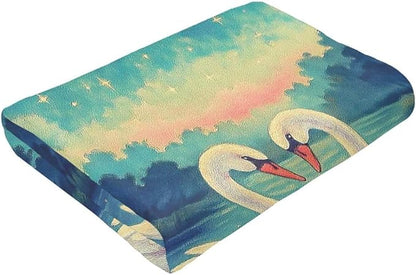 Swan Blanket Super Soft Warm Fluffy Fleece Flannel Animal Throw Blanket Cozy Fuzzy Plush Stuff Bedding Blankets Gifts for Women Kids Boys Girls Adults 60"X50"