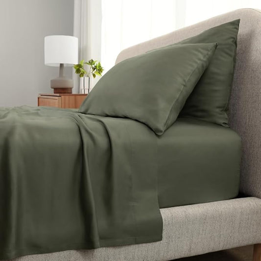 Cariloha Aloha Soft 3-Piece Sheet Set | Coastal Pine | Twin XL | Made from 100% Viscose derived from Bamboo | Introductory Sheet Line