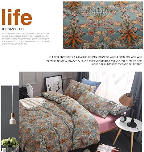 VM VOUGEMARKET Green Gold Duvet Cover Queen,Medallion Paisley Print Bedding Set 400 Thread Count Percale Cotton Vibrant Bohemian Pattern Quit Cover with Zipper Closure