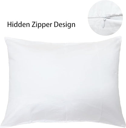 iMaylex Soft 100% Egyptian Cotton Zipper Pillow Case, Cozy and Lightweight Pillowcase, Set of 2, White, Queen, 20" x 30"