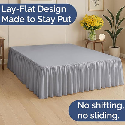 Bedskirt King Size Ruffle - 12 inch Drop Dust Ruffle Bed Skirt with Platform - Soft, Easy Fit, Premium Hotel Quality - Wrinkle, Fade & Shrink Resistant - for Women, Men, Kids and Teens - Steel Blue