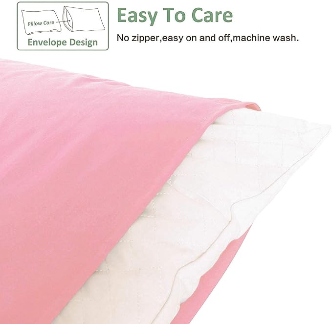 NTBAY King Pillowcase Set - 2 Pack Brushed Microfiber 20x40 Pillowcases - Soft, Wrinkle-Free, Fade-Resistant, Stain-Resistant, Pink Pillowcases with Envelope Closure - 20x40 Inches, Pink