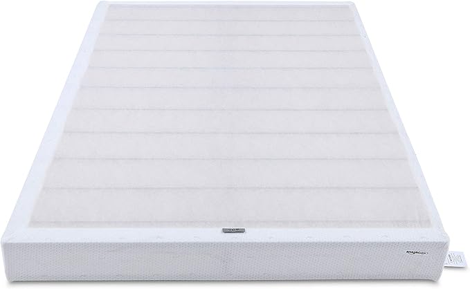Amazon Basics Smart Box Spring Bed Base, 9-Inch Height Mattress Foundation, Tool-Free Easy Assembly, Convenient Support, Twin, 74" x 38" x 9", White