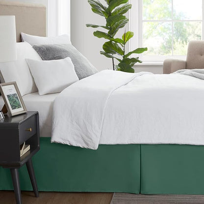 Nestl Hunter Green Full Bed Skirt - Full Size Bed Skirt 14 Inch Drop - Brushed Microfiber Bed Skirts - Hotel Quality Pleated Bed Skirt - Shrinkage & Fade Resistant