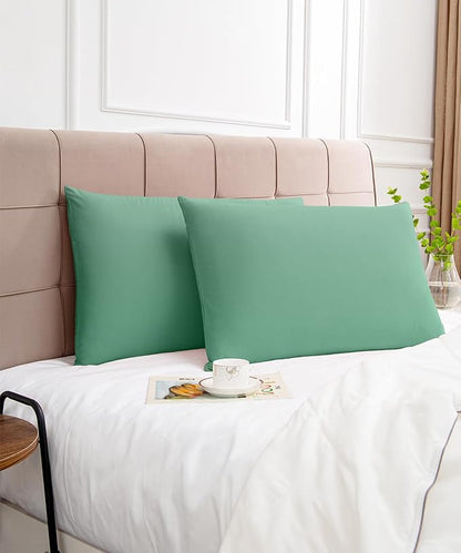 Warmstar Cotton Pillow Cases Standard Size Set of 2, 600 Thread Count Pillowcases 20x26 Inches, Soft Long Staple Cotton Pillowcases Breathable with Envelope Closure,Zephyr Green