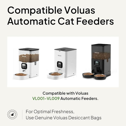 Voluas Pet Food Desiccant Bags for Automatic Feeders 12 Pack | Maintain dry pet food quality with individually sealed silica gel packets for cat dog feeder