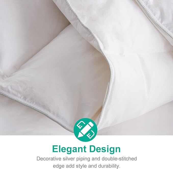 APSMILE Heavyweight Down Feather Fibers Comforter Oversized King Size - Ultra-Soft Luxury High Fill-Power Hotel-Style Thicker Winter Duvet Insert for Colder Weather/Sleeper (120x98, White)