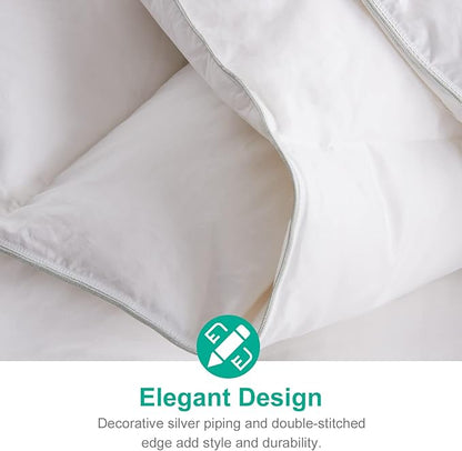APSMILE Heavyweight Down Feather Fibers Comforter Oversized King Size - Ultra-Soft Luxury High Fill-Power Hotel-Style Thicker Winter Duvet Insert for Colder Weather/Sleeper (120x98, White)