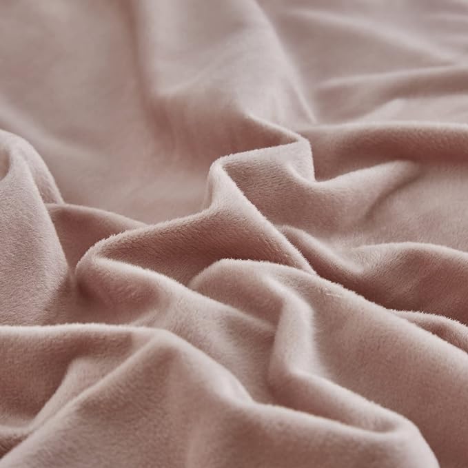Cottonight Pink Velvet Comforter Set King Dusty Pink Flannel Bedding Comforter Set Winter Warm Blush Pink Heavyweight Warm Blanket Quilts Modern Winter Warm 3 Piece Velvet Comforter Set for King Bed
