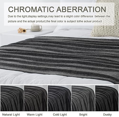 Chenille Throw Blanket for Couch 50" x 60", Dark Grey