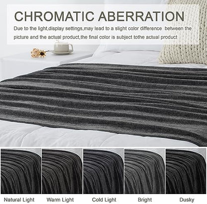Chenille Throw Blanket for Couch 50" x 60", Dark Grey