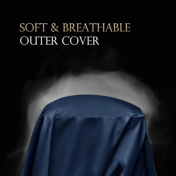 Cooling Curved Pillow Cases - Rayon Derived from Bamboo Side Sleeper Pillowcase Cover - Cool Silky Pillowcase for Hot Sleepers Hair and Skin, Queen Size 1 Piece, 20 * 30 Inches Navy Blue