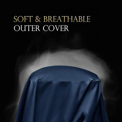 Cooling Curved Pillow Cases - Rayon Derived from Bamboo Side Sleeper Pillowcase Cover - Cool Silky Pillowcase for Hot Sleepers Hair and Skin, Queen Size 1 Piece, 20 * 30 Inches Navy Blue