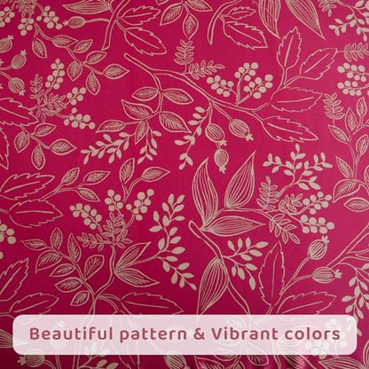 QSH Floral Queen Size Sheet Sets - 100% Egyptian Cotton Sheets Elegant Red Flower Pattern Botanical Printed Bedding Sheets Queen Size Bed Extra Soft and Breathable 4pcs Deep Pockets Bed Sheets