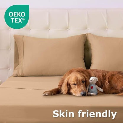 Twin Size Bed Sheet Set - 3 Piece Soft Microfiber Sheets with Deep Pockets, Cooling Technology, and Wrinkle-Free Pillowcase. Hotel-Quality, Durable Bedding, Brush