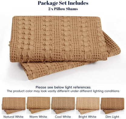 PHF Cotton Waffle Weave Euro Sham Covers 26" x 26", Clay, No Insert