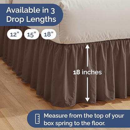 Bedskirt Full Size Ruffle - 18 inch Drop Dust Ruffle Bed Skirt with Platform - Ultra-Soft, Easy Fit, Premium Hotel Quality - Wrinkle, Fade & Shrink Resistant - for Women, Men, Kids and Teens - Brown