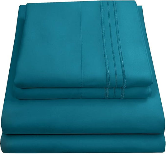 King Size Sheets - Breathable Luxury Bed Sheets with Full Elastic & Secure Corner Straps Built In - 1800 Supreme Collection Extra Soft Deep Pocket Bedding Set, Sheet Set, King, Teal