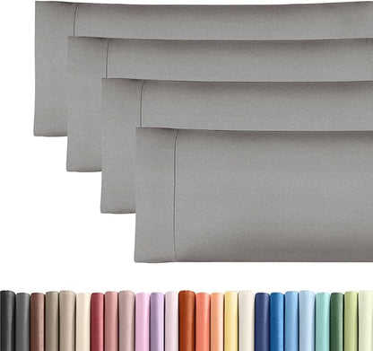 Body Pillowcases Set of 4-20x54 Long Body Pillow Case - Soft Body Pillow Cover for Sleeping & Side Sleepers - Comfy Breathable & Fade Free - Machine Washable w/Envelope Enclosure - (Heathered Grey)