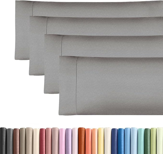 Body Pillowcases Set of 4-20x54 Long Body Pillow Case - Soft Body Pillow Cover for Sleeping & Side Sleepers - Comfy Breathable & Fade Free - Machine Washable w/Envelope Enclosure - (Heathered Grey)
