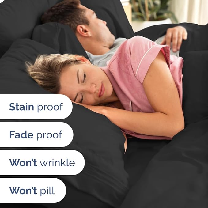 Full XL Bed Sheet - 4 Piece Full XL Bed Sheets Set - Soft, Breathable & Cooling - Hotel Luxury Bedding for Women, Men, Kids, Teens, Boys & Girls - Deep Pockets, Comfy, Fade and Wrinkle Free - Black